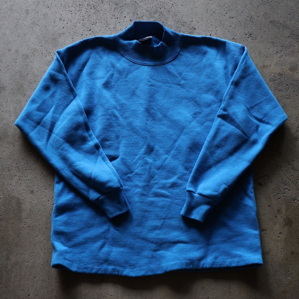 90s Vintage Lee Sturdy Sweats Mock Neck Sweatshirt Size Medium Blue Heavyweight